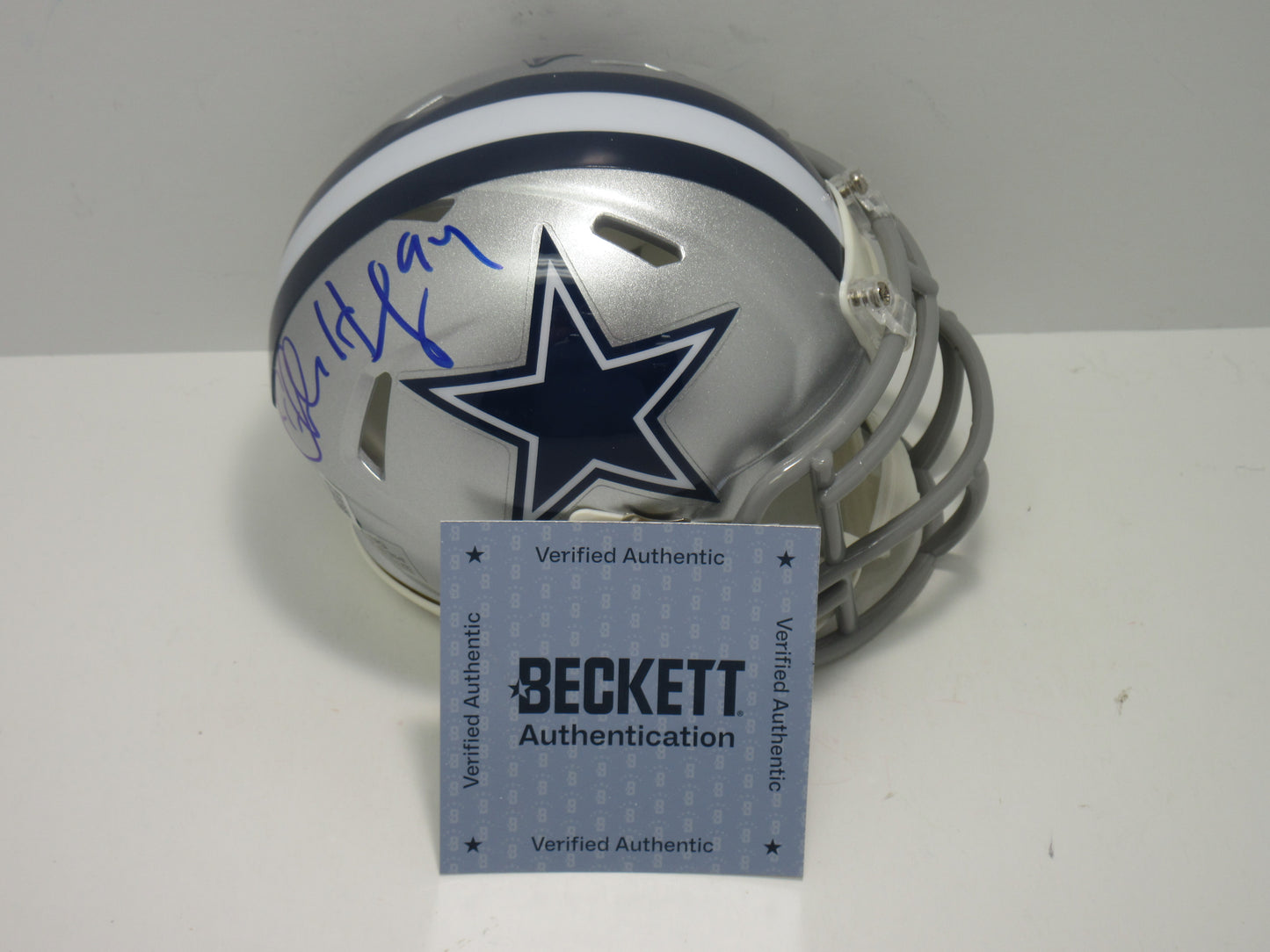 CHARLES HALEY DALLAS COWBOYS SIGNED Riddell MINI HELMET BAS COA