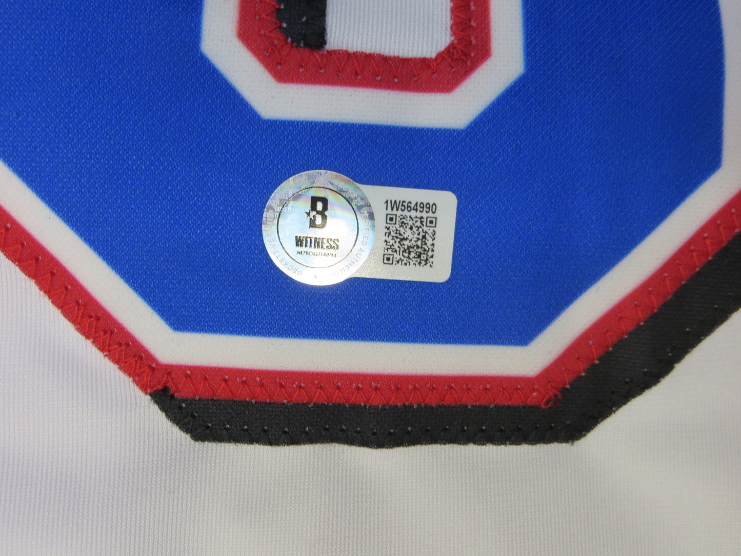 MICHAEL YOUNG TEXAS RANGERS SIGNED WHITE JERSEY size L BAS COA