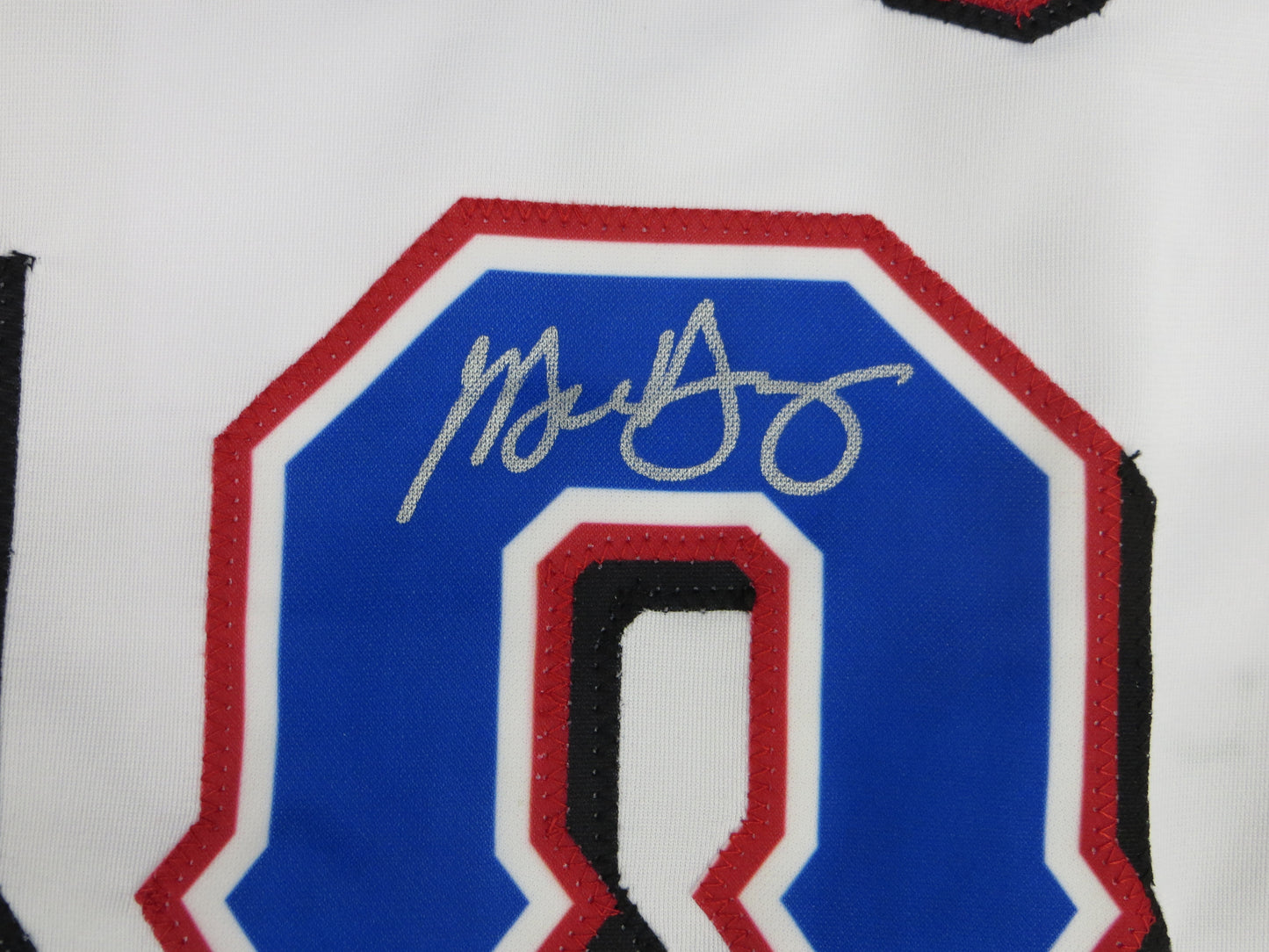 MICHAEL YOUNG TEXAS RANGERS SIGNED WHITE JERSEY size L BAS COA