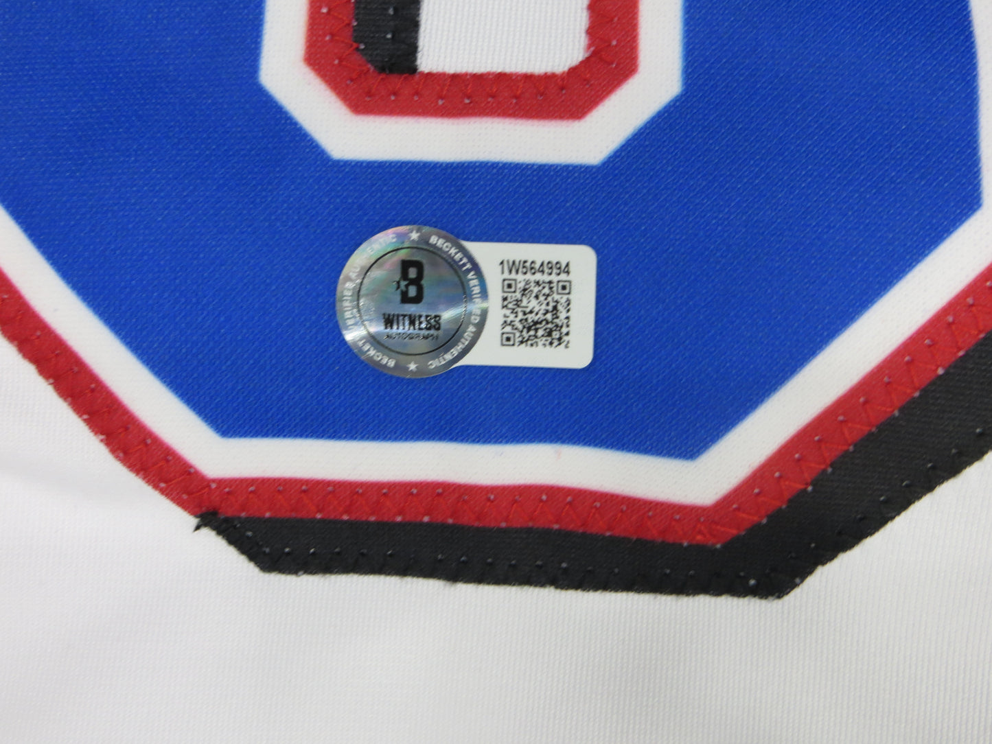 MICHAEL YOUNG TEXAS RANGERS SIGNED WHITE JERSEY size L BAS COA