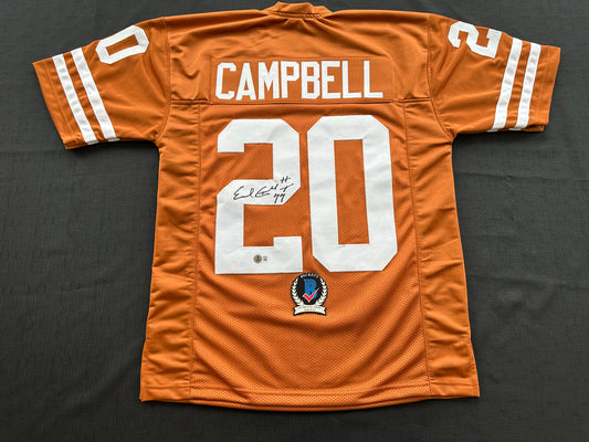 EARL CAMPBELL SIGNED ORANGE FOOTBALL JERSEY Texas Longhorns Medium BAS COA