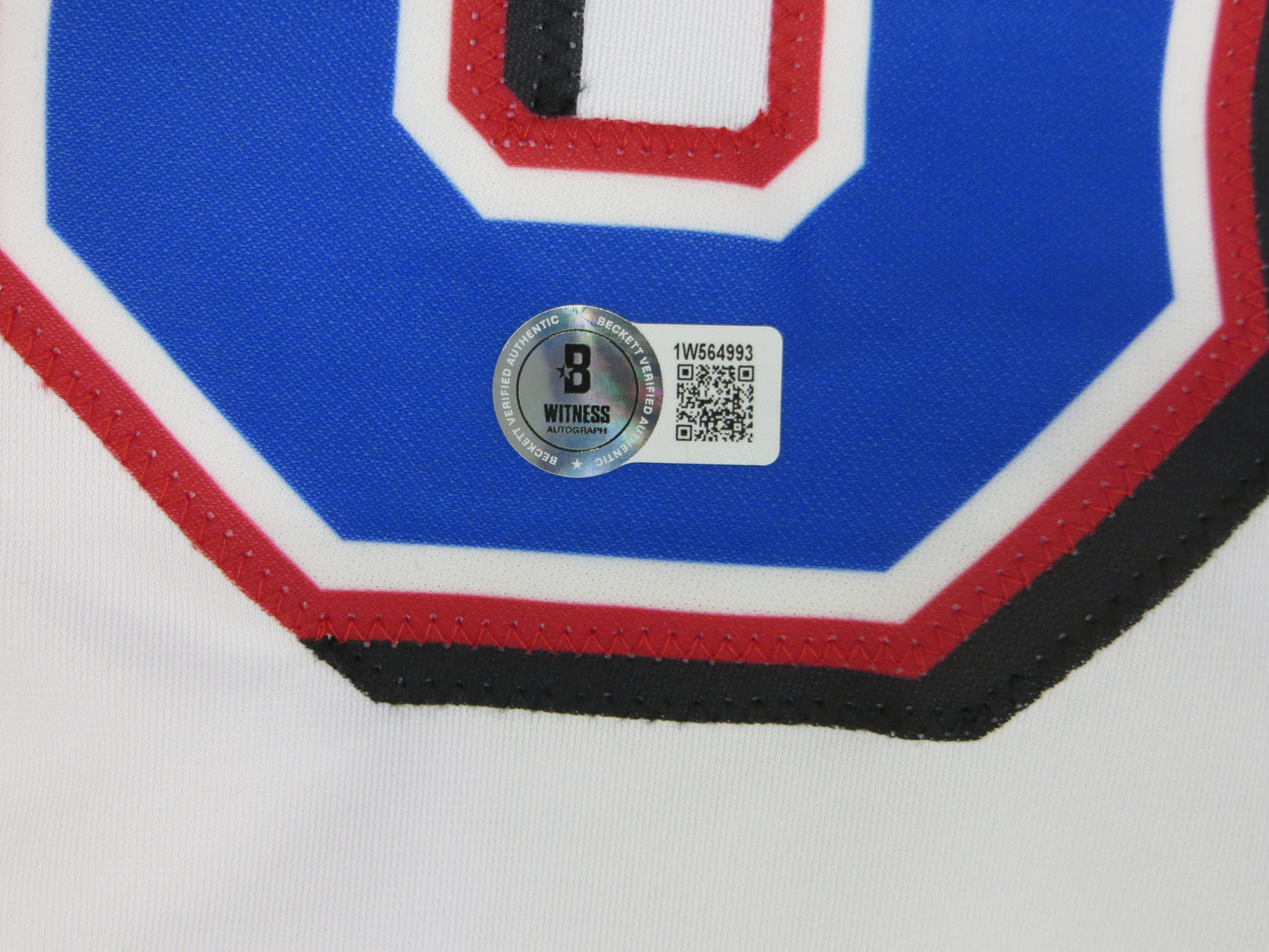 MICHAEL YOUNG TEXAS RANGERS SIGNED WHITE JERSEY size L BAS COA