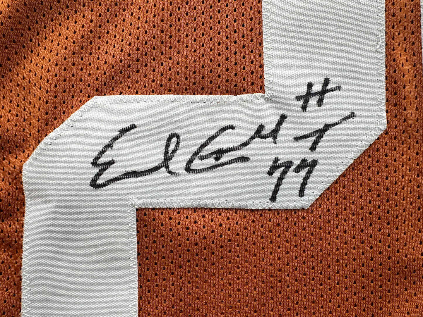 EARL CAMPBELL SIGNED ORANGE FOOTBALL JERSEY Texas Longhorns Medium BAS COA