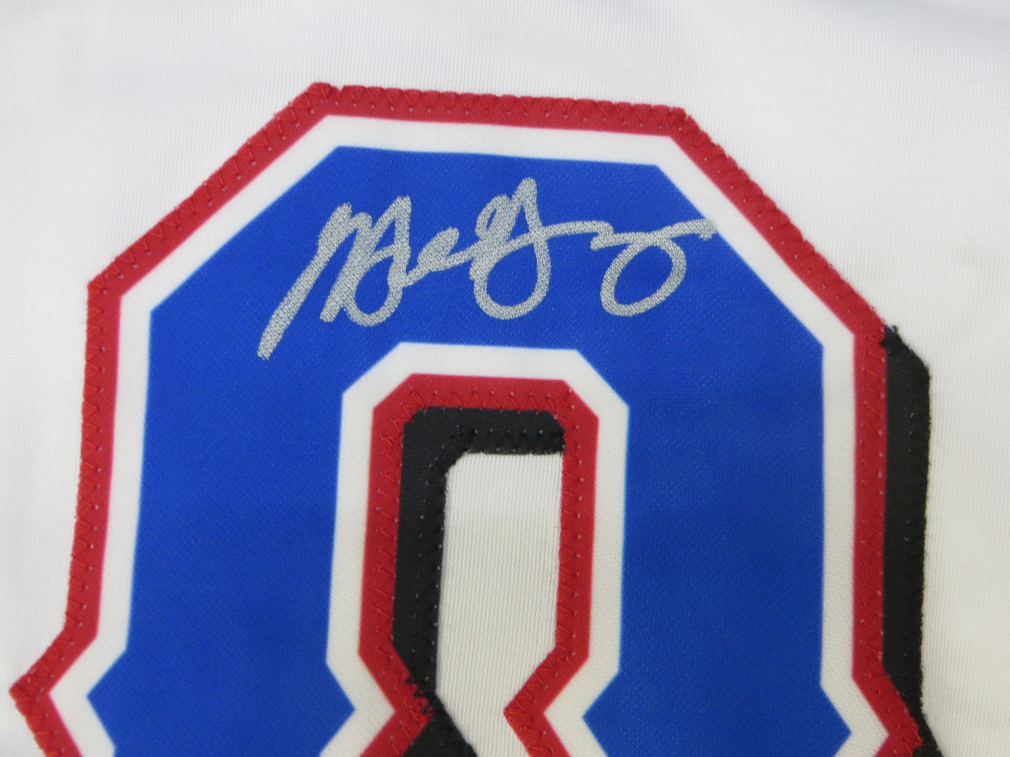 MICHAEL YOUNG TEXAS RANGERS SIGNED WHITE JERSEY size L BAS COA