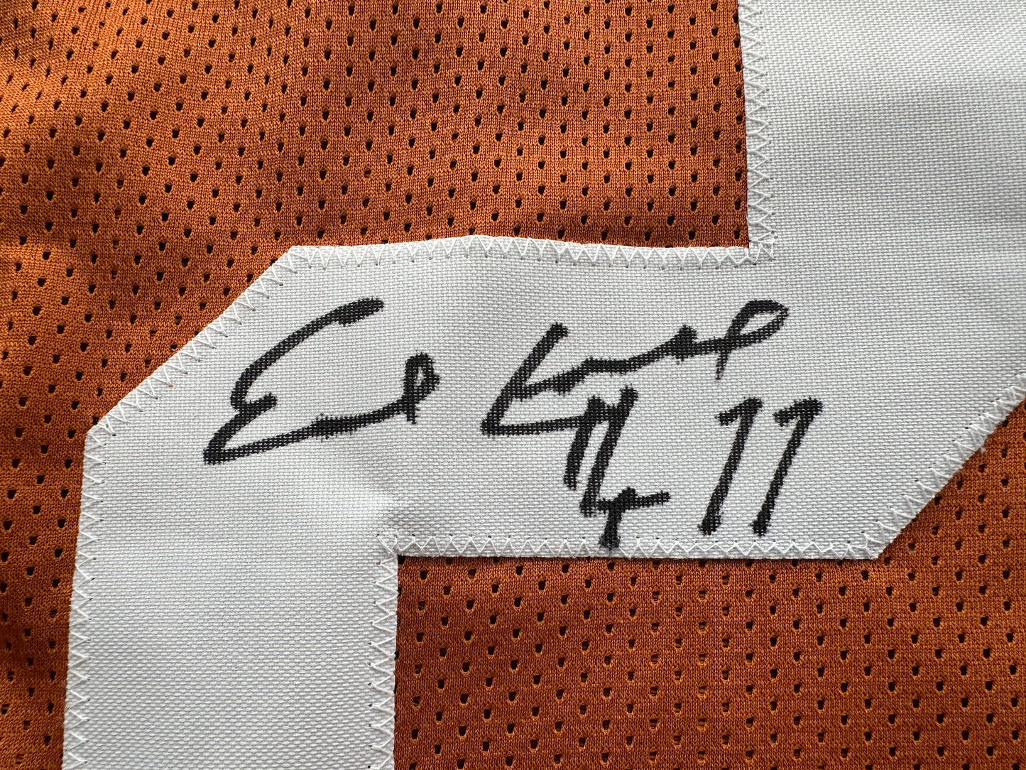 EARL CAMPBELL SIGNED ORANGE FOOTBALL JERSEY Texas Longhorns Medium BAS COA