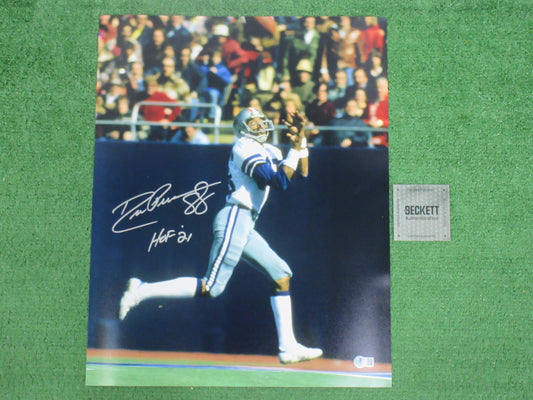 DREW PEARSON DALLAS COWBOYS SIGNED 16x20 PHOTO w/HOF 21 INSC BAS COA