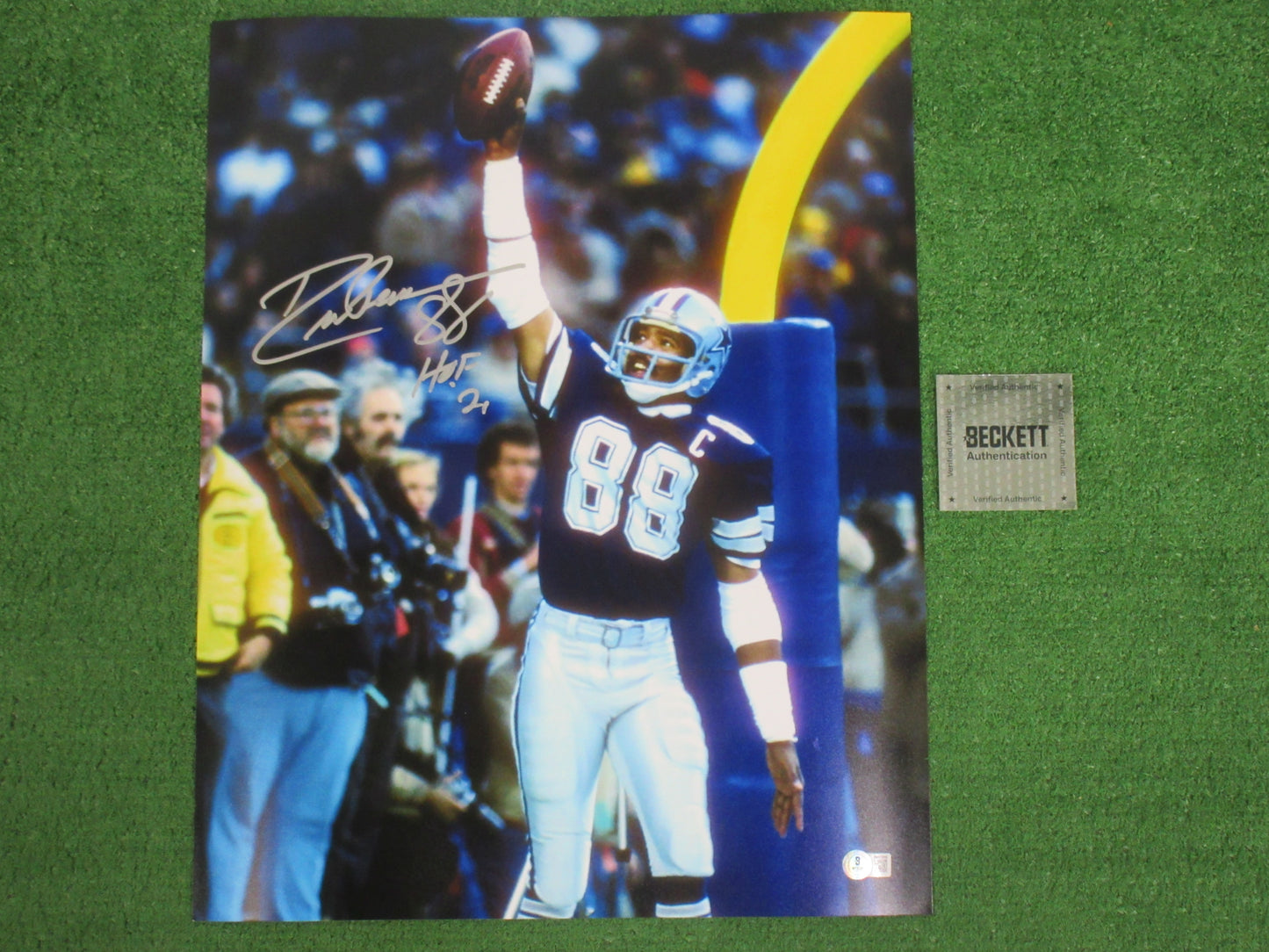 DREW PEARSON DALLAS COWBOYS SIGNED 16x20 TD PHOTO w/HOF 21 INSC BAS COA