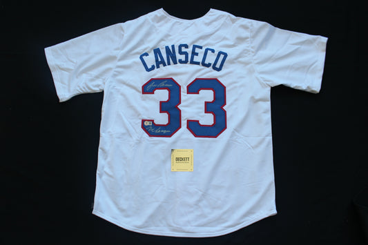 JOSE CANSECO RANGERS WHITE #33 "GO RANGERS"
