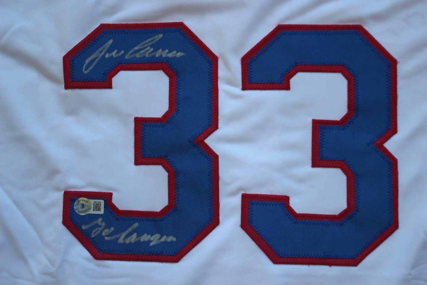JOSE CANSECO RANGERS WHITE #33 "GO RANGERS"