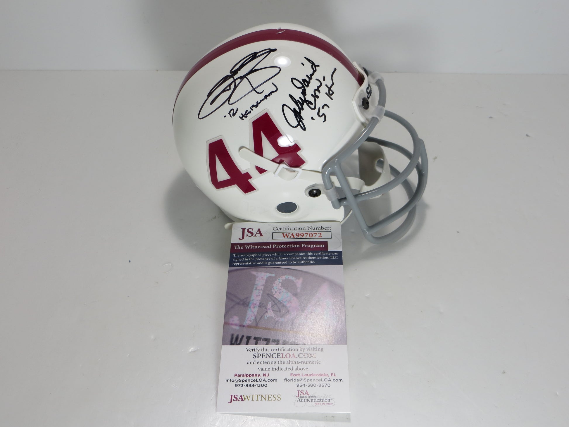 JOHN DAVID CROW & JOHNNY MANZIEL SIGNED Texas A&M Helmet w/Heisman JSA – Dallas Card Show