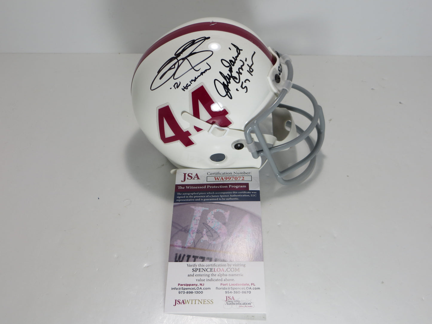 JOHN DAVID CROW & JOHNNY MANZIEL SIGNED Texas A&M Helmet w/Heisman JSA BAS