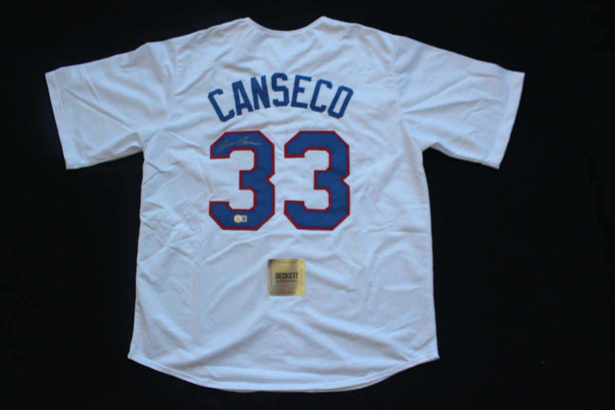 JOSE CANSECO Texas Rangers SIGNED HOME JERSEY Oakland A's BAS