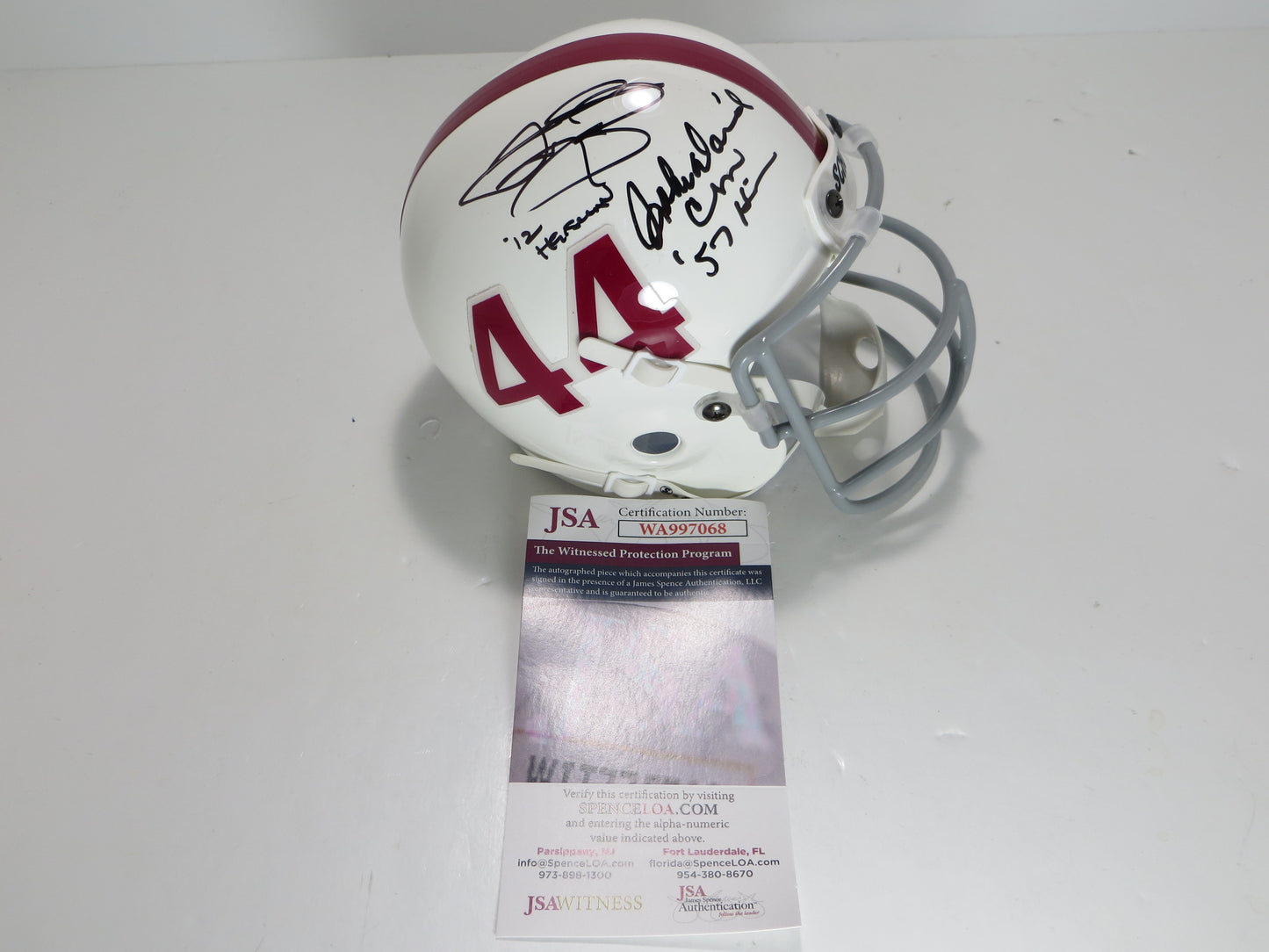 JOHN DAVID CROW & JOHNNY MANZIEL SIGNED Texas A&M Helmet w/Heisman JSA BAS