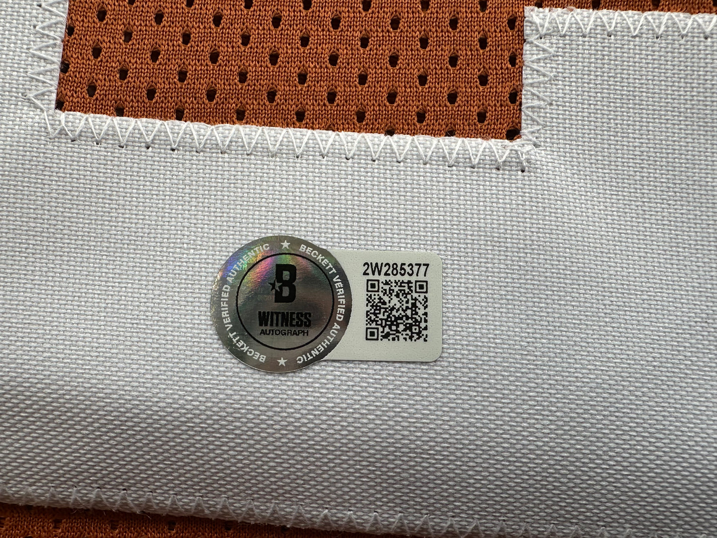 EARL CAMPBELL SIGNED ORANGE FOOTBALL JERSEY Texas Longhorns Large BAS COA