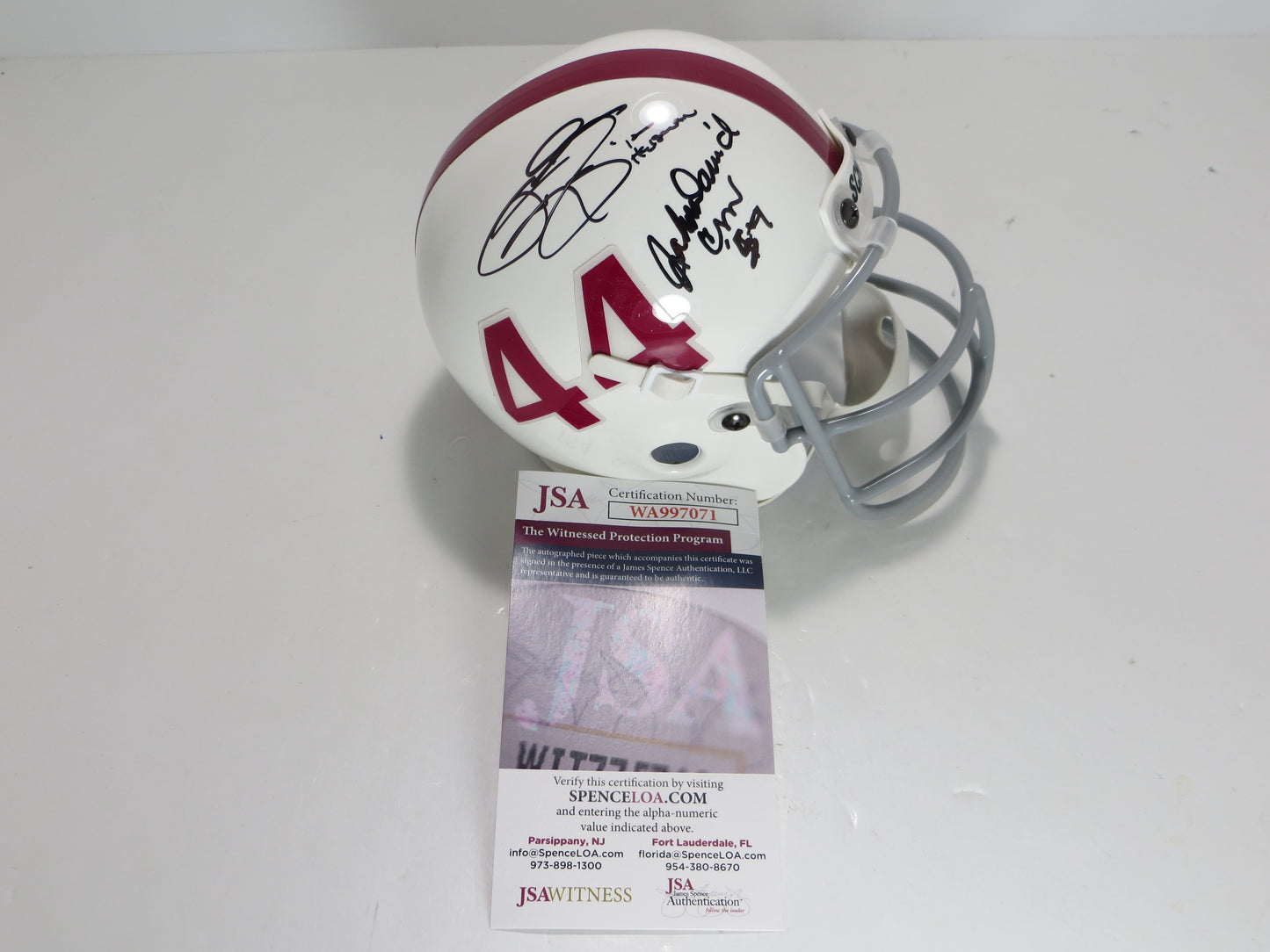 JOHN DAVID CROW & JOHNNY MANZIEL SIGNED Texas A&M Helmet w/Heisman JSA BAS