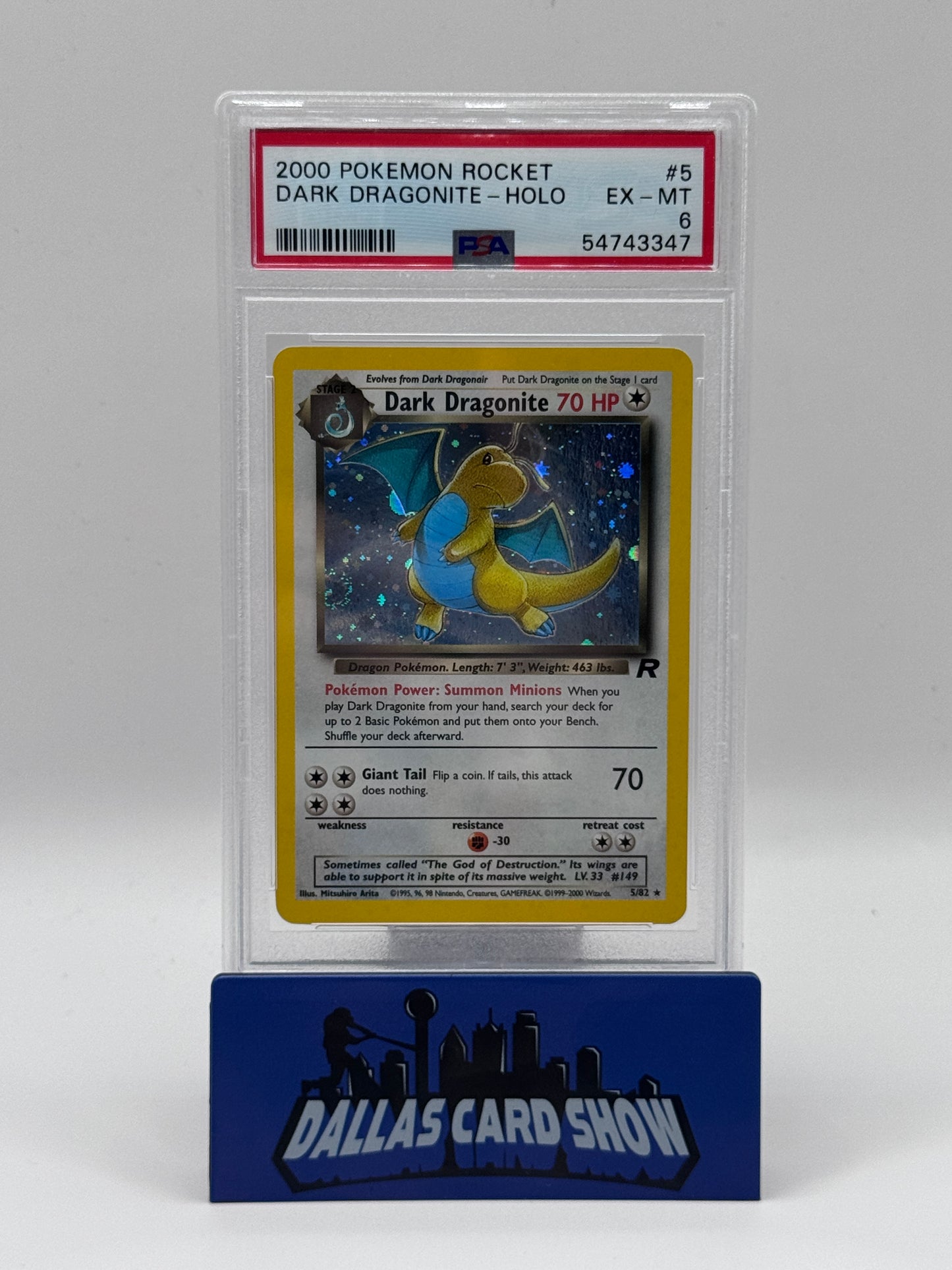 2000 Pokemon - Dark Dragonite (Holo) - 5/82 Team Rocket PSA 6