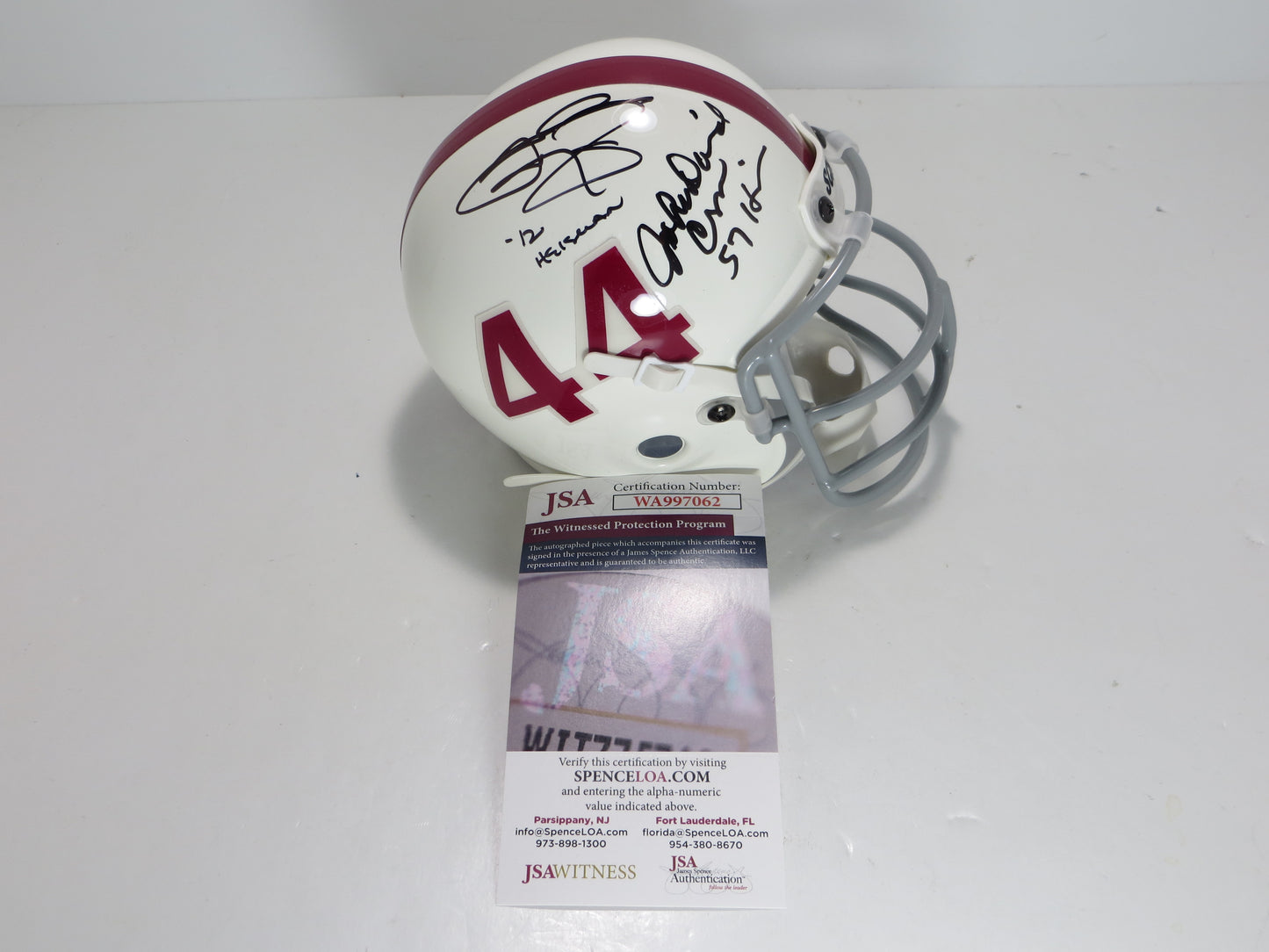 JOHN DAVID CROW & JOHNNY MANZIEL SIGNED Texas A&M Helmet w/Heisman JSA BAS