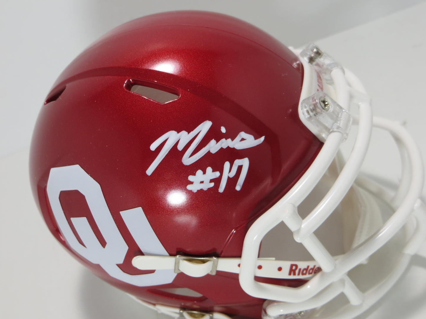 MARVIN MIMS OU OKLAHOMA SOONERS SIGNED Mini Helmet DENVER BRONCOS JSA