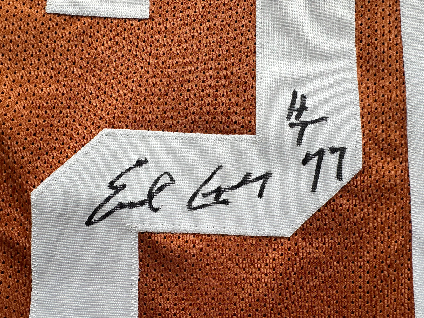 EARL CAMPBELL SIGNED ORANGE FOOTBALL JERSEY Texas Longhorns XL BAS COA