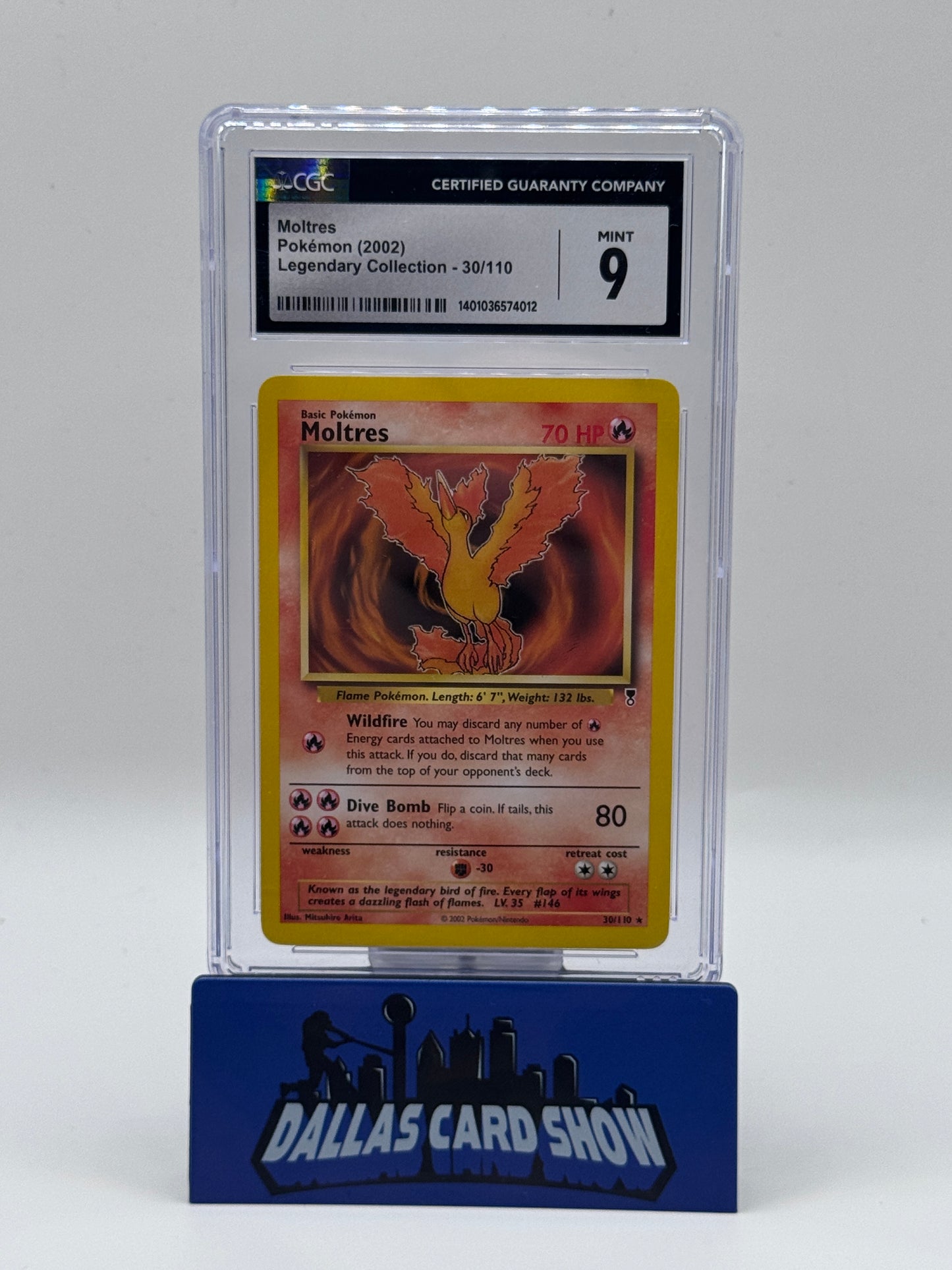 2002 Pokemon - Moltres (Rare) - 30/110 Legendary Collection CGC 9