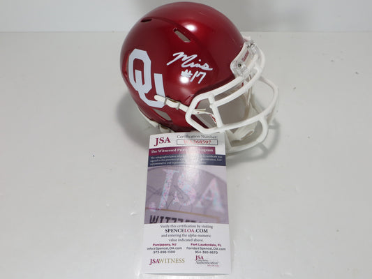 MARVIN MIMS OU OKLAHOMA SOONERS SIGNED Mini Helmet DENVER BRONCOS JSA