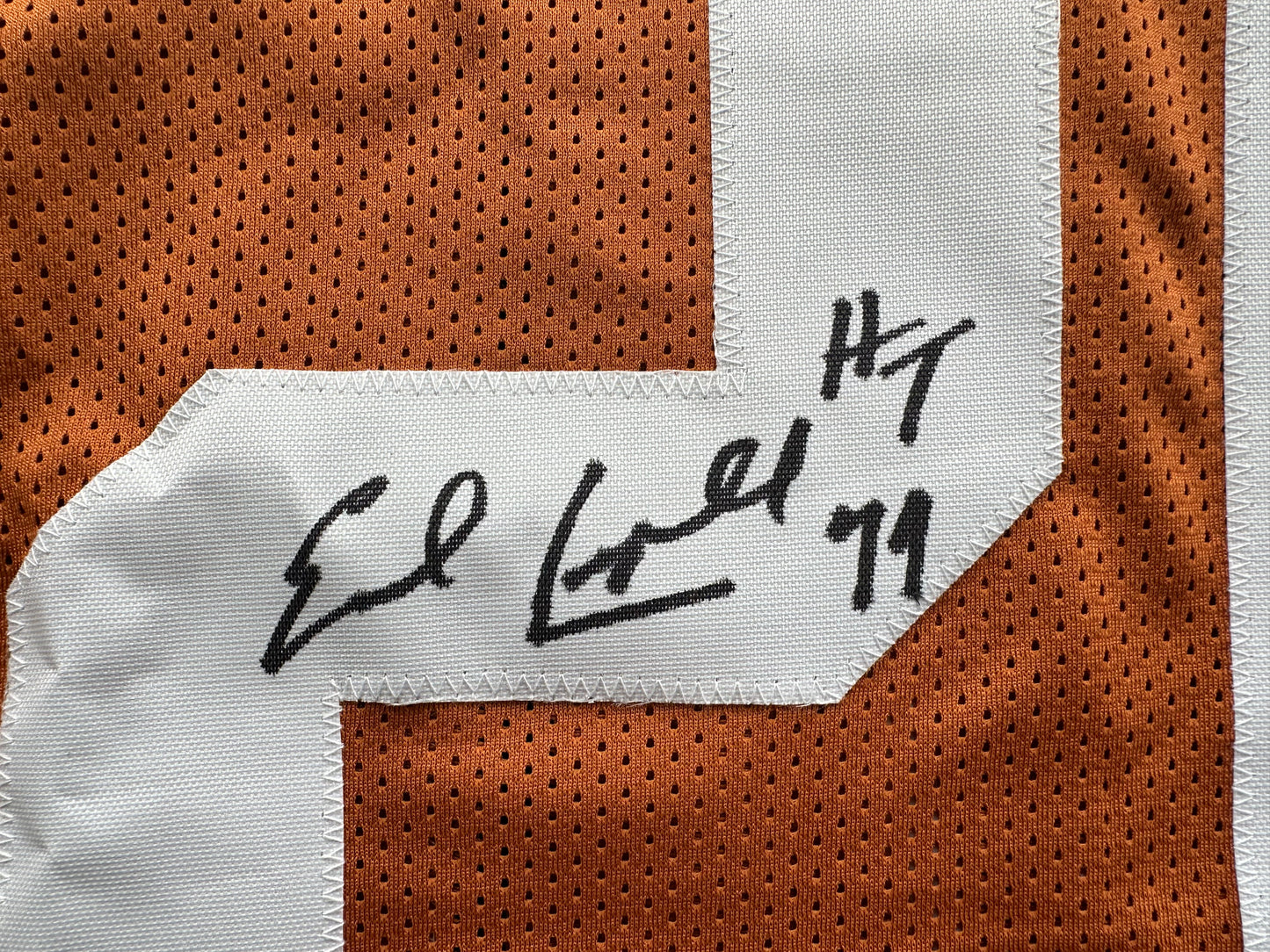 EARL CAMPBELL SIGNED ORANGE FOOTBALL JERSEY Texas Longhorns XL BAS COA