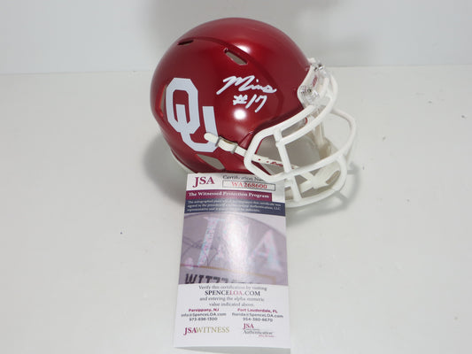 MARVIN MIMS OU OKLAHOMA SOONERS SIGNED Mini Helmet DENVER BRONCOS JSA