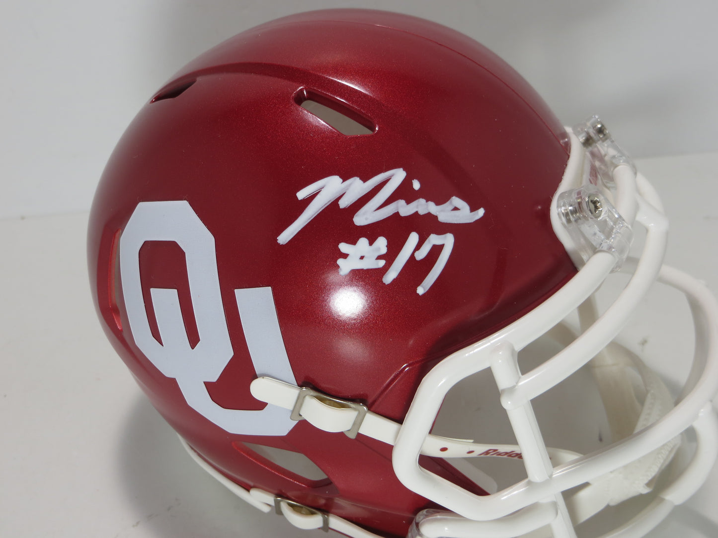 MARVIN MIMS OU OKLAHOMA SOONERS SIGNED Mini Helmet DENVER BRONCOS JSA