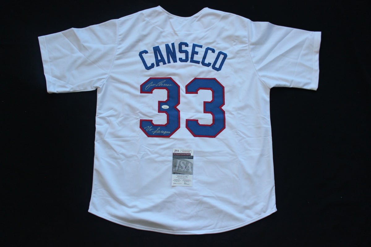 JOSE CANSECO Texas Rangers SIGNED HOME JERSEY Oakland A's JSA