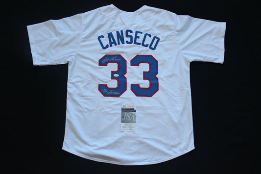 JOSE CANSECO Texas Rangers SIGNED HOME JERSEY Oakland A's JSA
