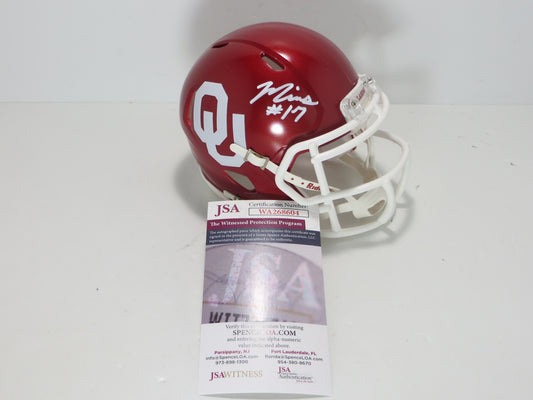 MARVIN MIMS OU OKLAHOMA SOONERS SIGNED Mini Helmet DENVER BRONCOS JSA