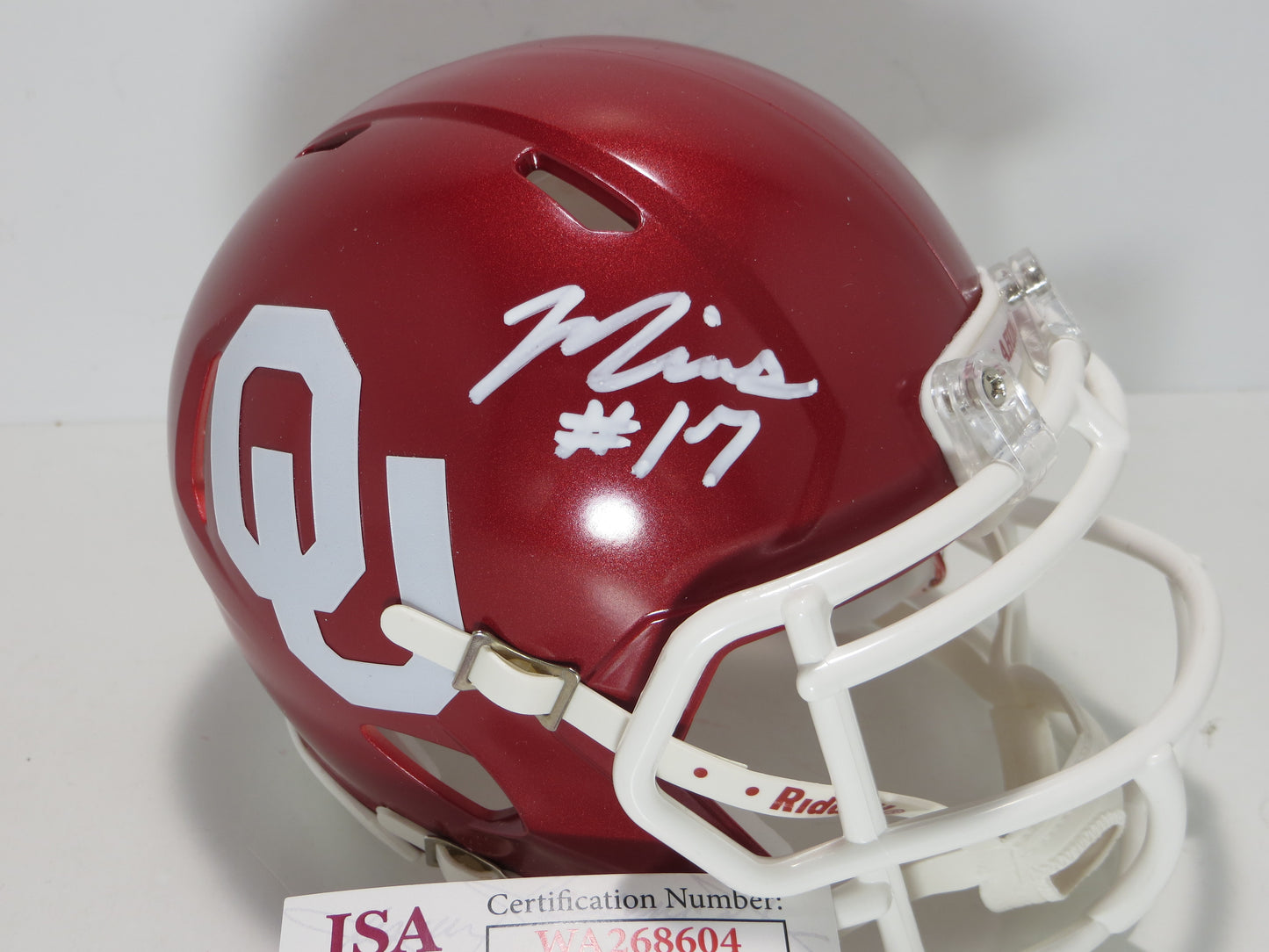 MARVIN MIMS OU OKLAHOMA SOONERS SIGNED Mini Helmet DENVER BRONCOS JSA