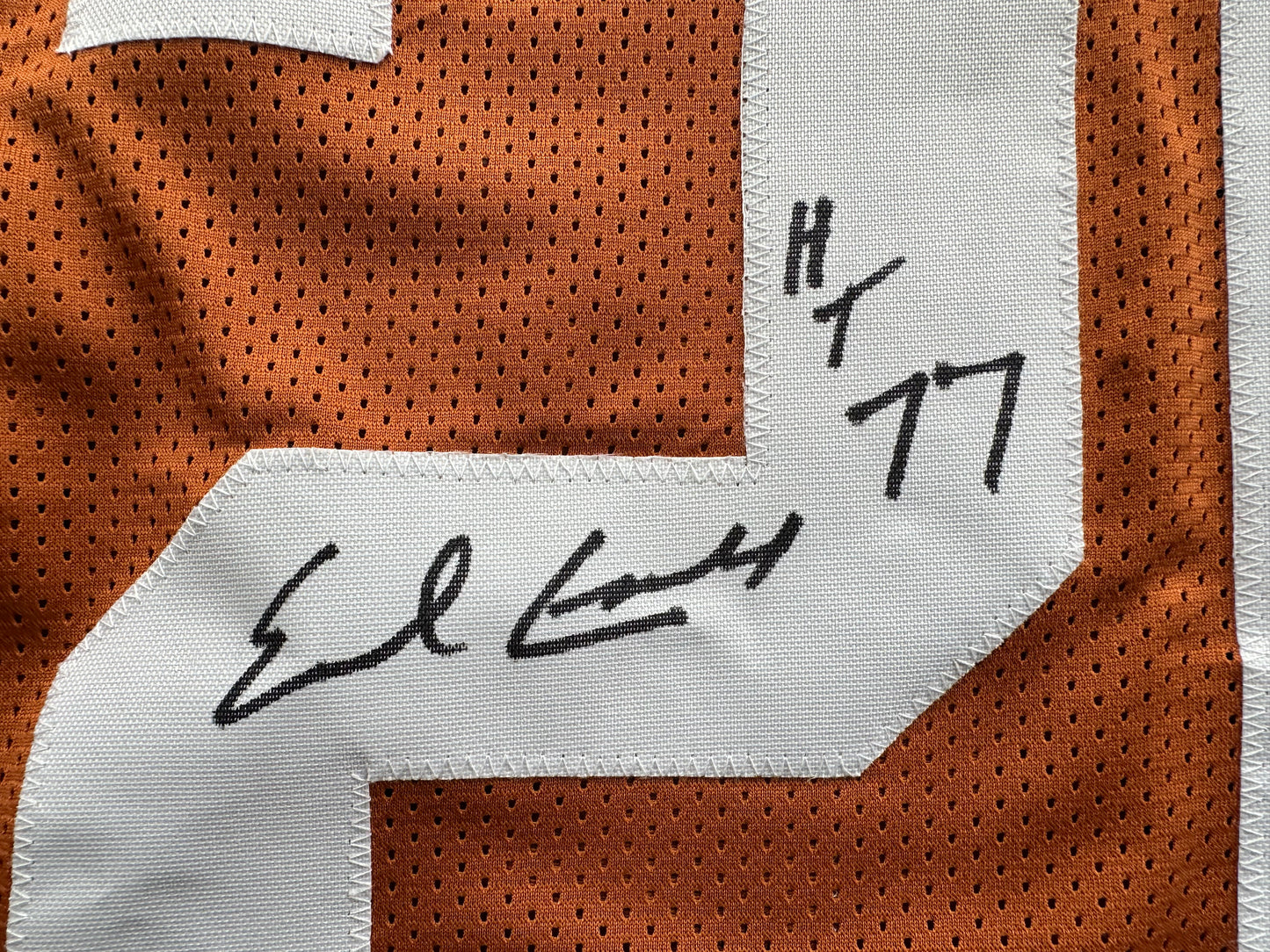 EARL CAMPBELL SIGNED ORANGE FOOTBALL JERSEY Texas Longhorns XL BAS COA
