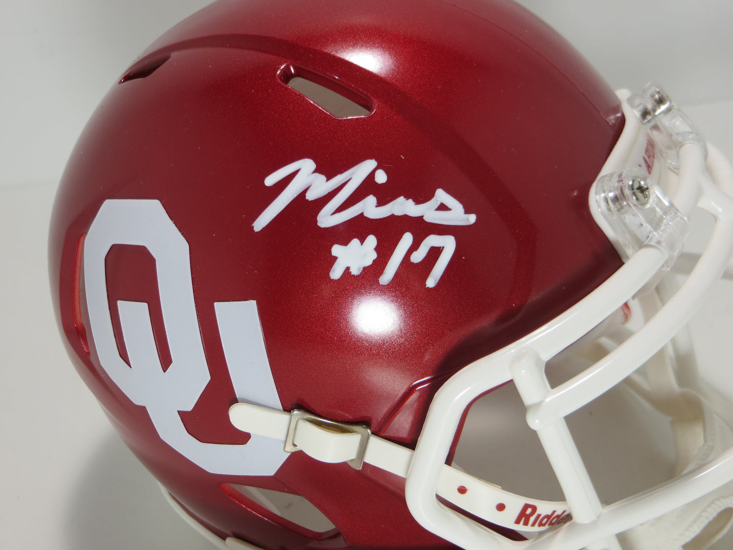MARVIN MIMS OU OKLAHOMA SOONERS SIGNED Mini Helmet DENVER BRONCOS JSA
