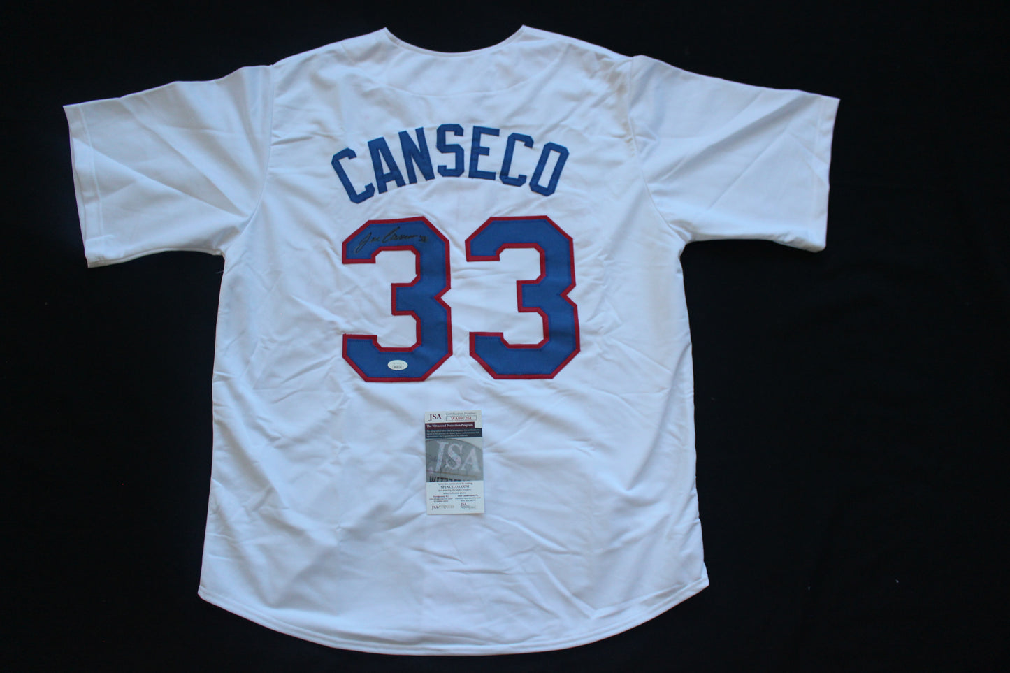 JOSE CANSECO Texas Rangers SIGNED HOME JERSEY Oakland A's JSA