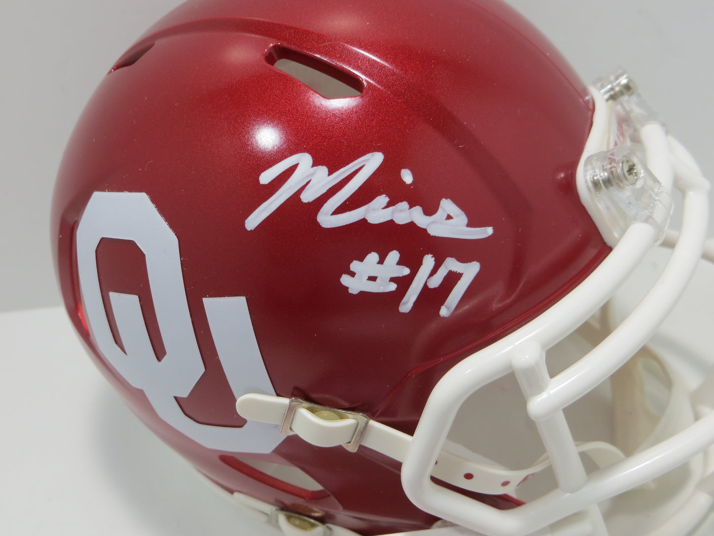 MARVIN MIMS OU OKLAHOMA SOONERS SIGNED Mini Helmet DENVER BRONCOS JSA