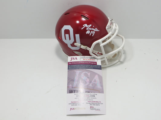 MARVIN MIMS OU OKLAHOMA SOONERS SIGNED Mini Helmet DENVER BRONCOS JSA