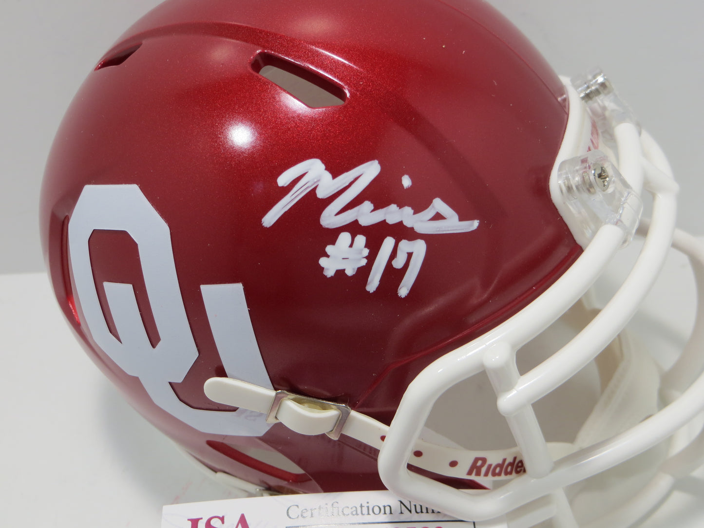 MARVIN MIMS OU OKLAHOMA SOONERS SIGNED Mini Helmet DENVER BRONCOS JSA
