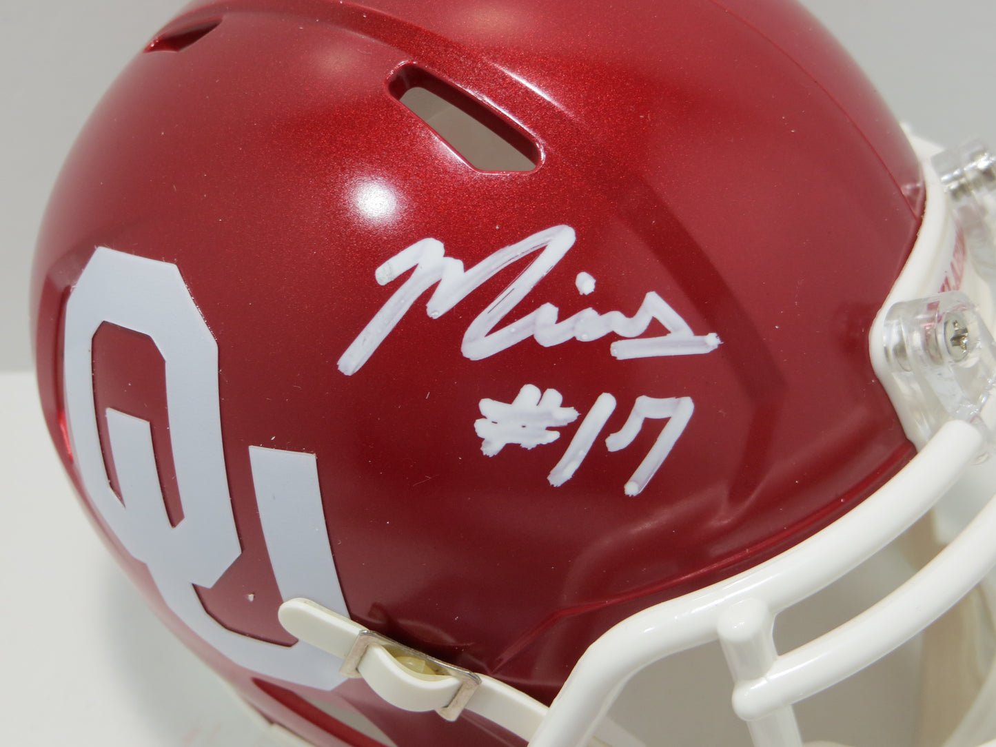 MARVIN MIMS OU OKLAHOMA SOONERS SIGNED Mini Helmet DENVER BRONCOS JSA