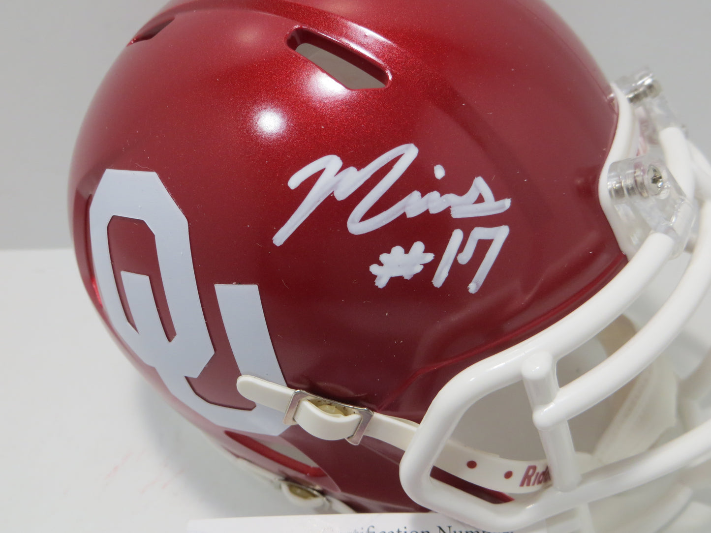 MARVIN MIMS OU OKLAHOMA SOONERS SIGNED Mini Helmet DENVER BRONCOS JSA