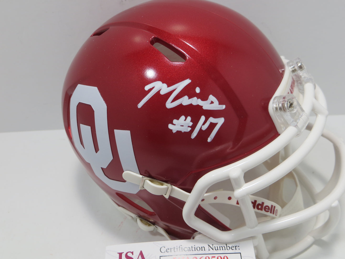MARVIN MIMS OU OKLAHOMA SOONERS SIGNED Mini Helmet DENVER BRONCOS JSA