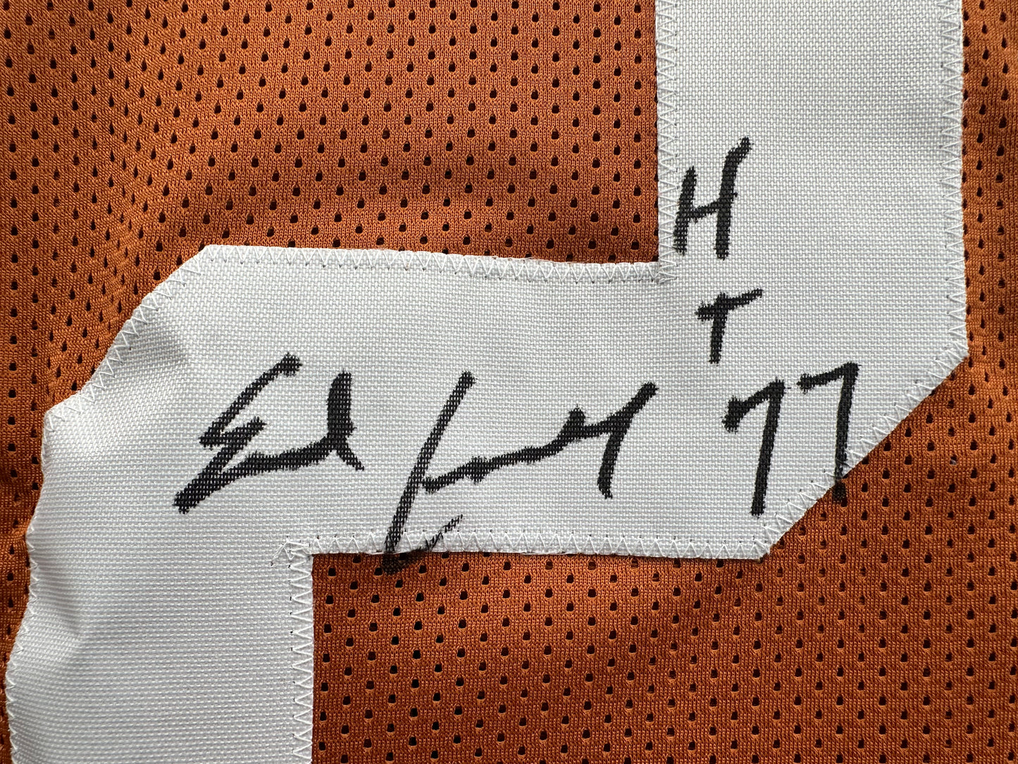EARL CAMPBELL SIGNED ORANGE FOOTBALL JERSEY Texas Longhorns XL BAS COA