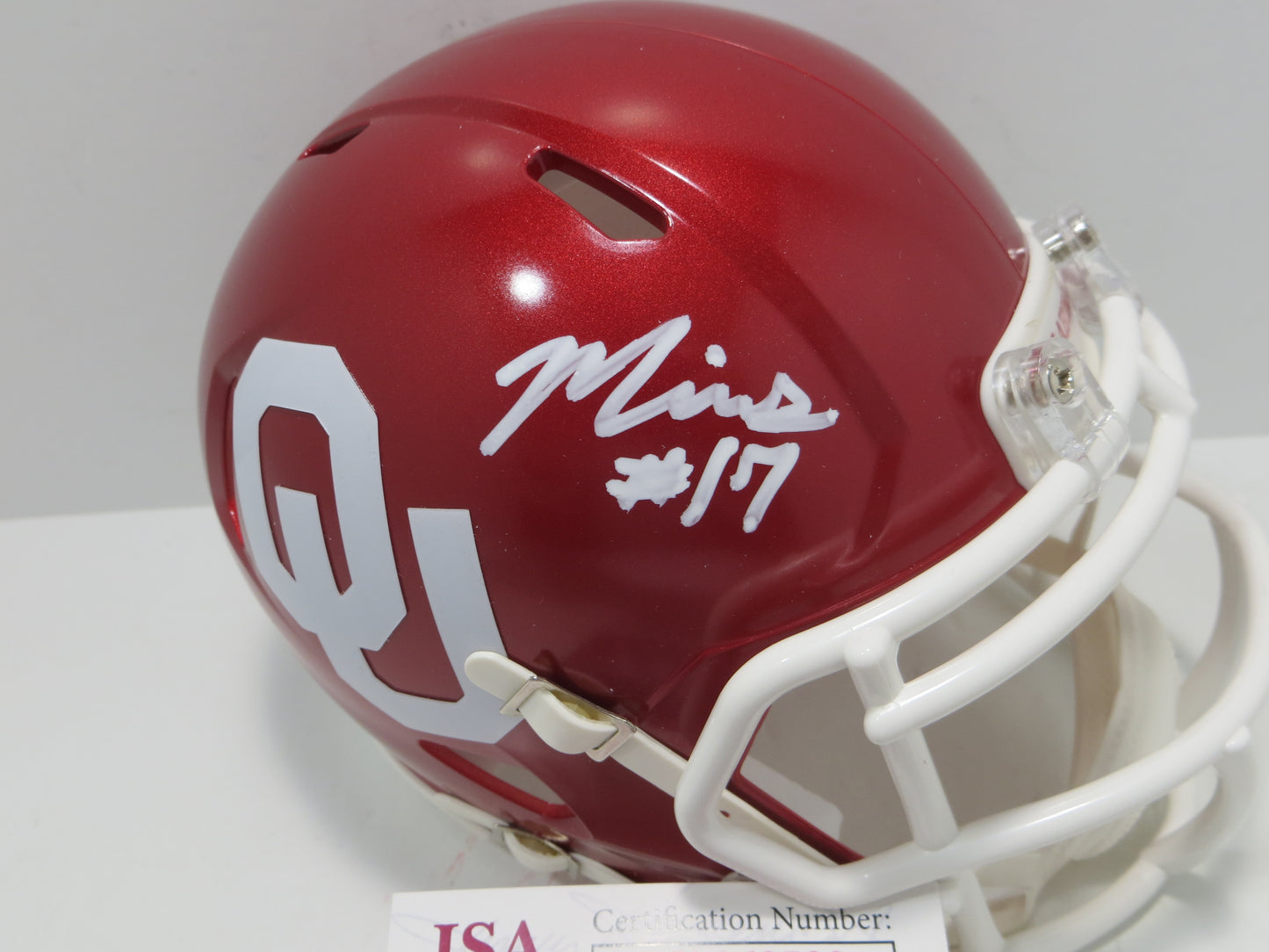 MARVIN MIMS OU OKLAHOMA SOONERS SIGNED Mini Helmet DENVER BRONCOS JSA