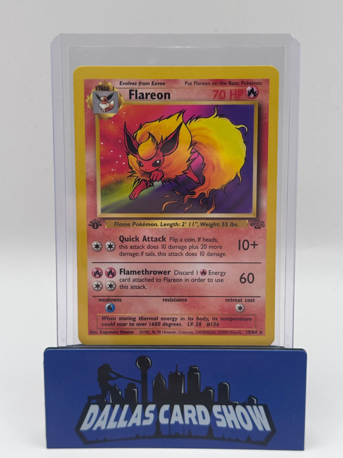 1999 Pokemon - Flareon (Rare) - 19/64 1st Edition Jungle NM