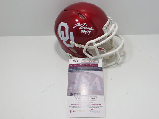MARVIN MIMS OU OKLAHOMA SOONERS SIGNED Mini Helmet DENVER BRONCOS JSA