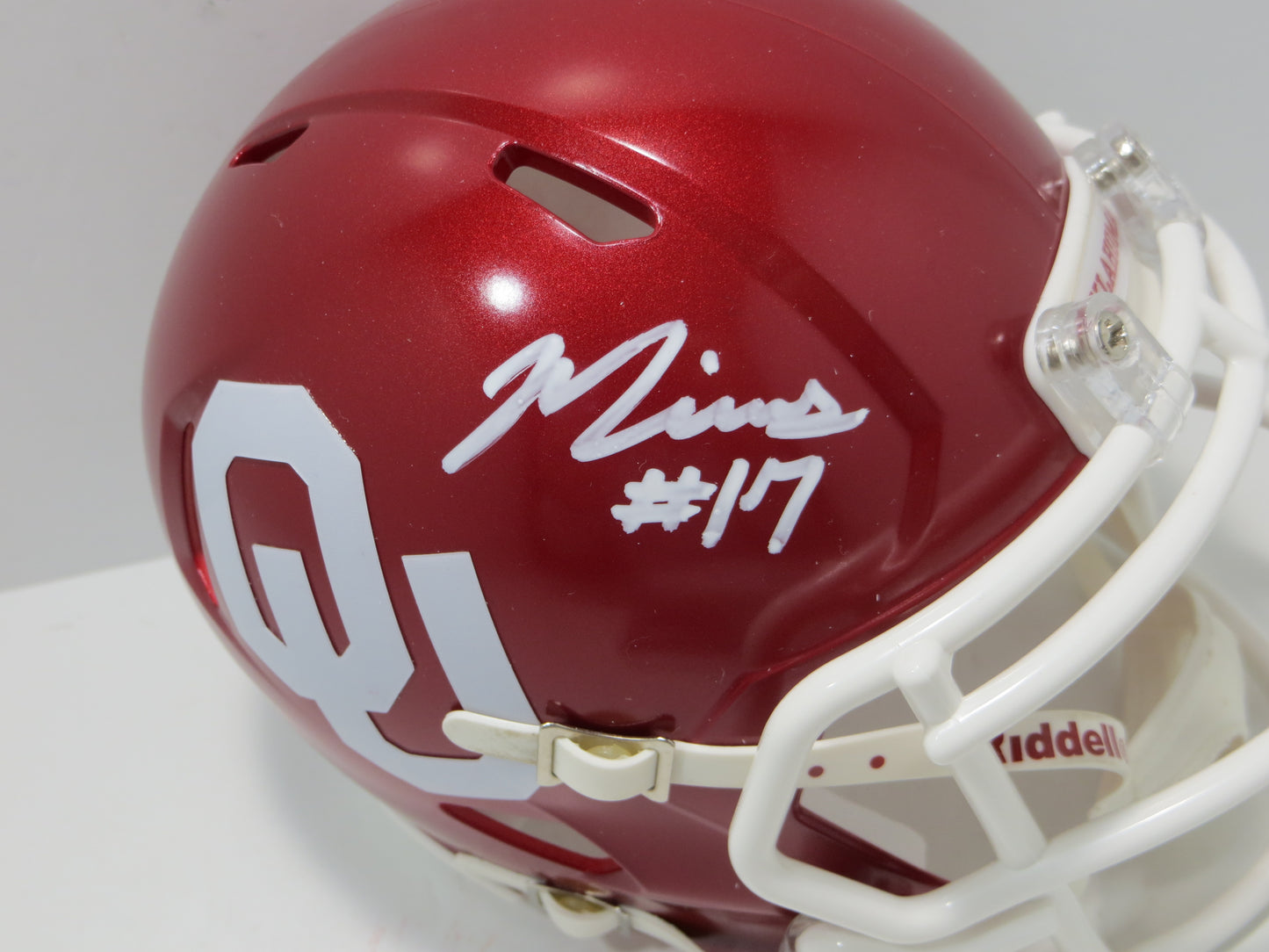 MARVIN MIMS OU OKLAHOMA SOONERS SIGNED Mini Helmet DENVER BRONCOS JSA