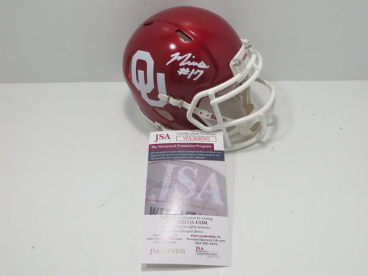 MARVIN MIMS OU OKLAHOMA SOONERS SIGNED Mini Helmet DENVER BRONCOS JSA