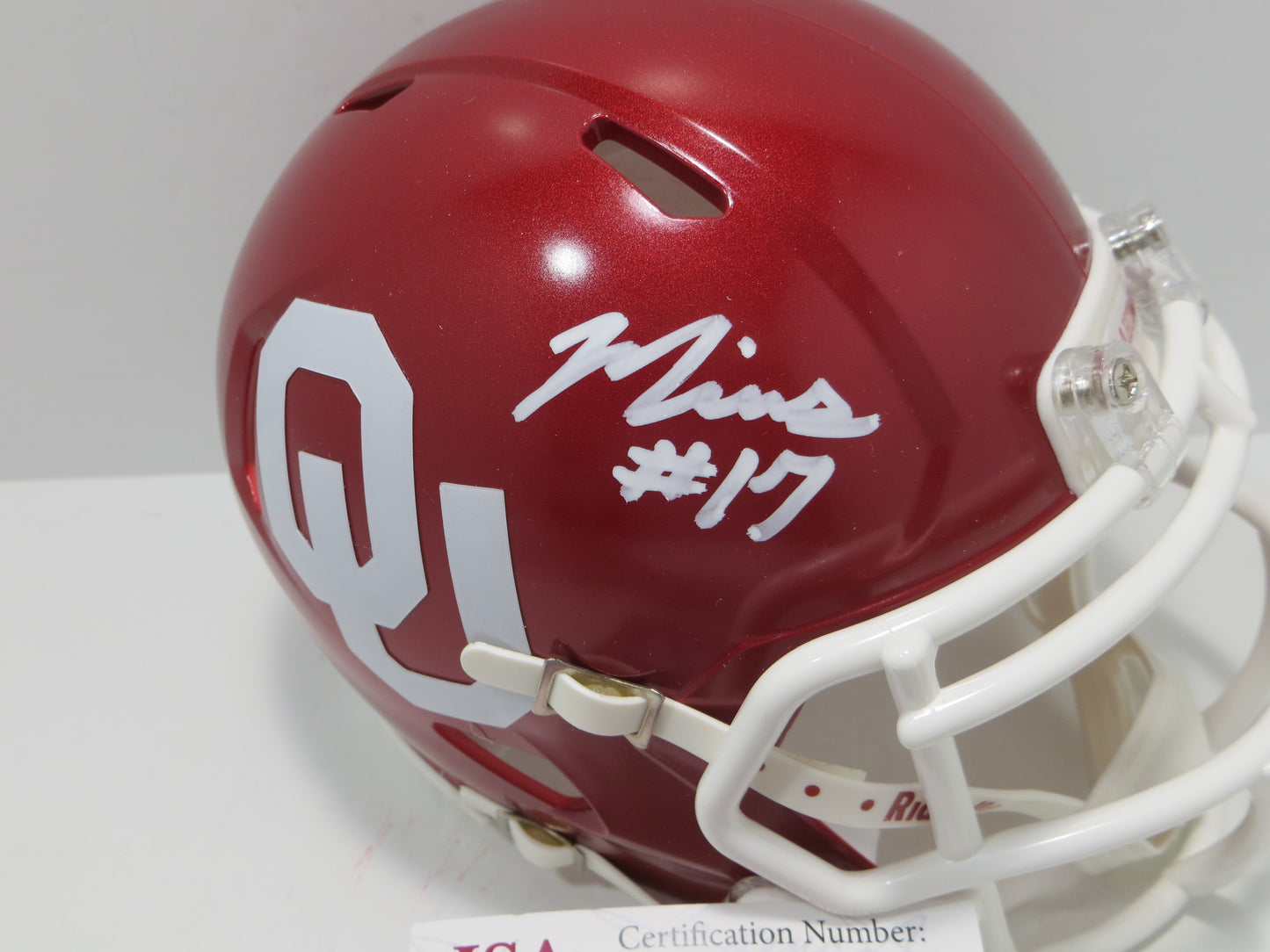 MARVIN MIMS OU OKLAHOMA SOONERS SIGNED Mini Helmet DENVER BRONCOS JSA