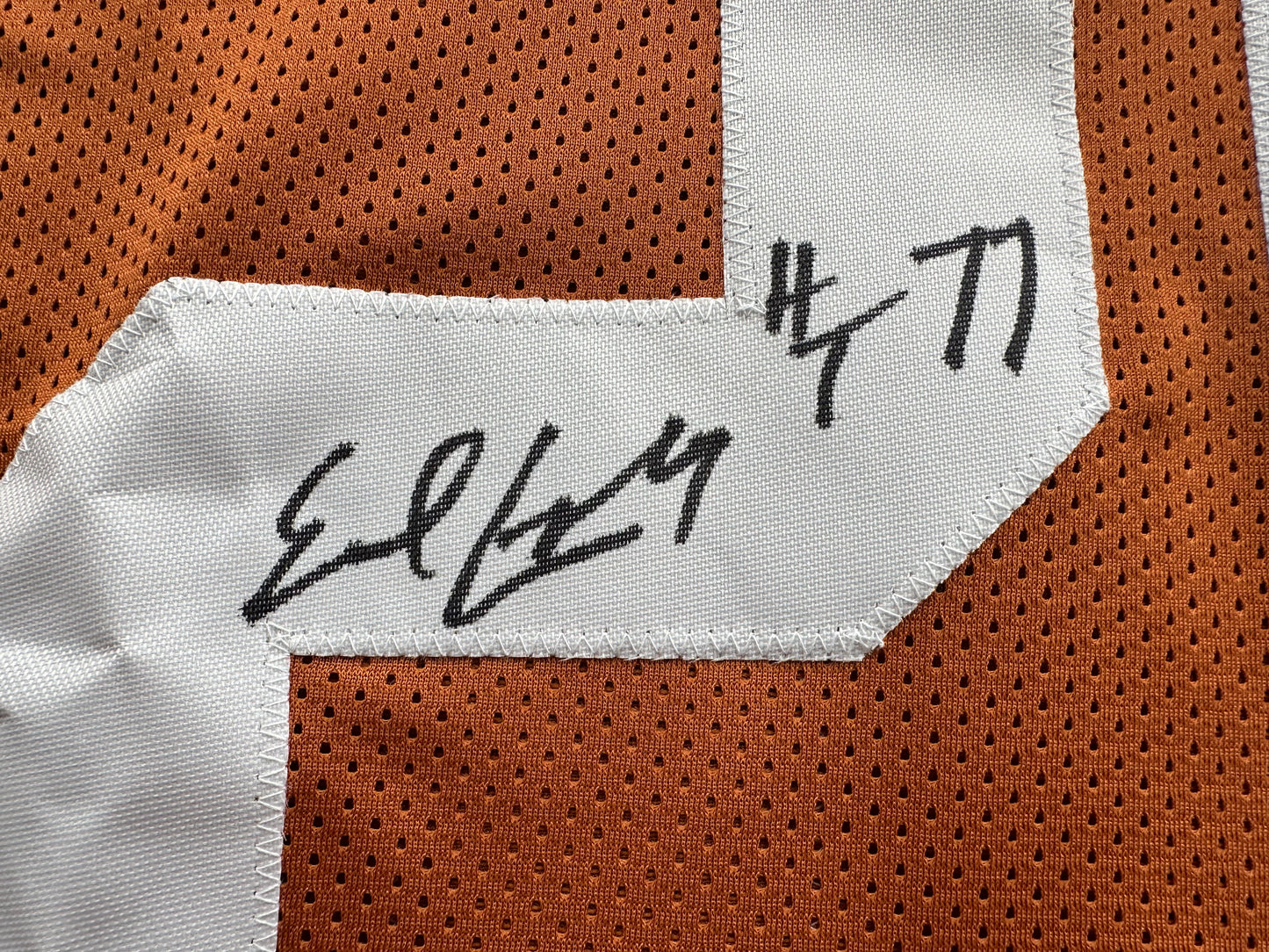 EARL CAMPBELL SIGNED ORANGE FOOTBALL JERSEY Texas Longhorns XL BAS COA