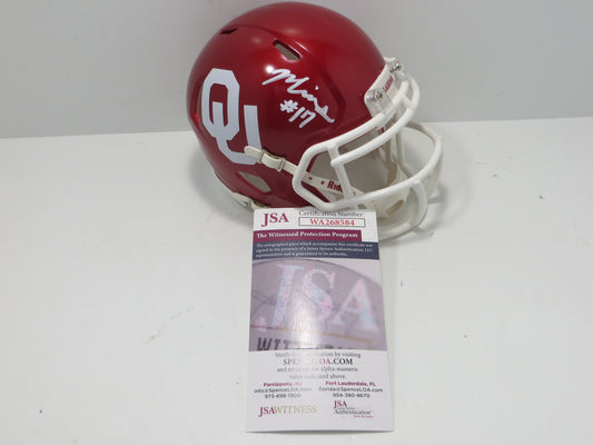 MARVIN MIMS OU OKLAHOMA SOONERS SIGNED Mini Helmet DENVER BRONCOS JSA